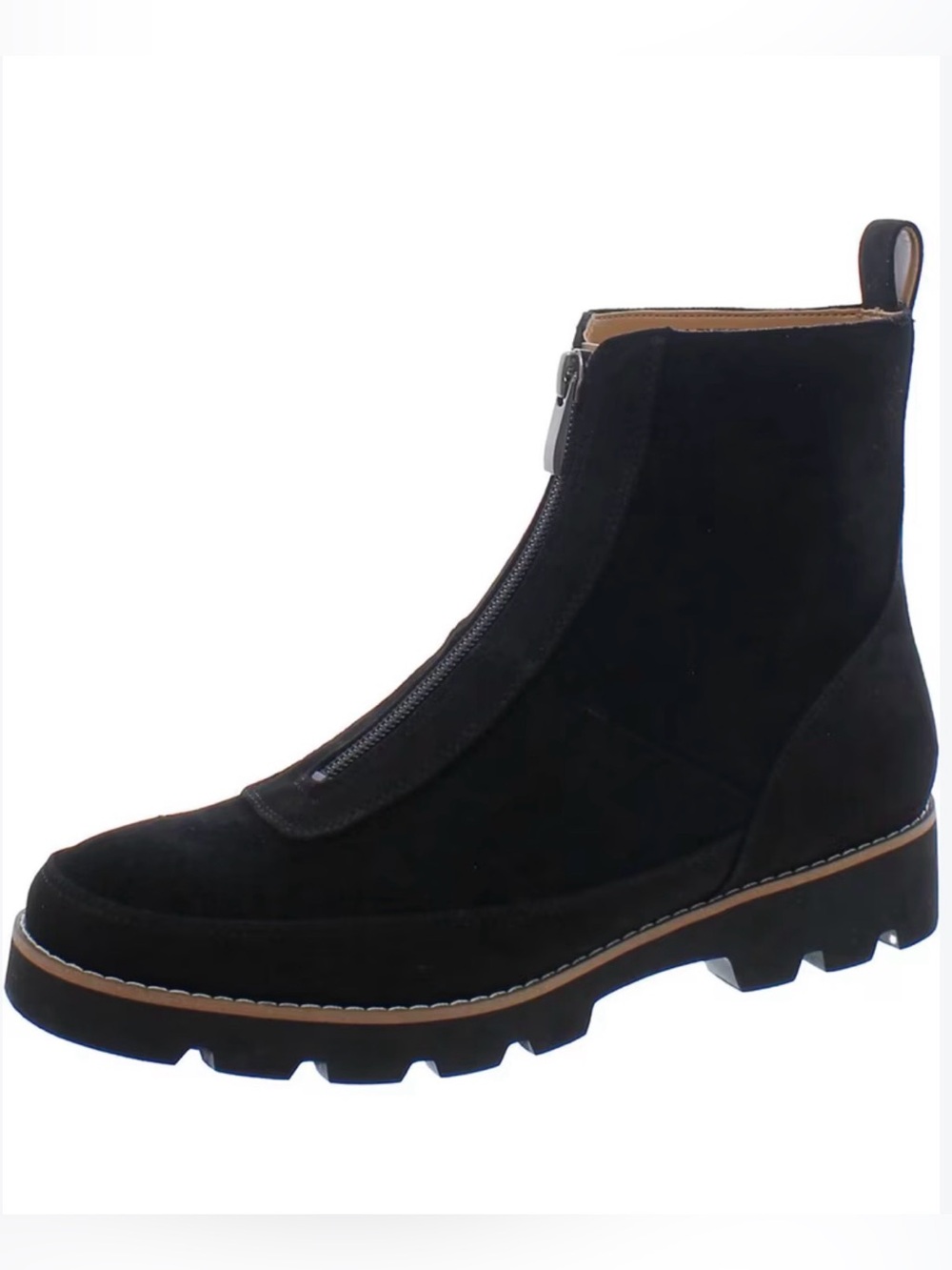 Vionic Estilo Black Suede Front Zip Bootie 8.5